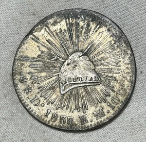 1833 DO RM MESSICO ARGENTO 8 REALES CORONA tappo moneta pirata - Foto 1 di 5