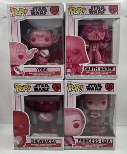 Funko Pop Día de San Valentín Star Wars Lote (4) Yoda, Darth Vader, Chewbacca Leia Etc - Imagen 1 de 15