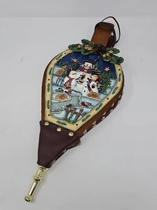 Vintage 18" langer Kaminbalg mit 3D Winter/Schneemann Szene - Bild 1 von 7