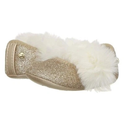 NEW UGG Kid I Fluff Glitter Ballet Flat Faux Fur Puff Trim Dress Ballet Flat - Image 1 of 3