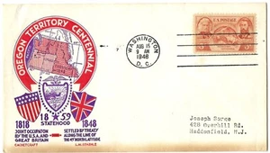 3 '48 FDCs Oregon Cent. SC#964, 100yrs Peace w/Canada 961, NY Consolidate SC#C38 - Picture 1 of 3