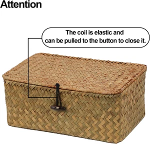 Wicker Storage Basket with Lid, Natural Seagrass Storage Baskets for Organizi... - Picture 1 of 12