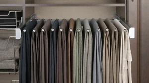 Pullout Pants Rack Soft Close for Laminate Closet Organizer SATIN CHROME 18" W - Picture 1 of 6