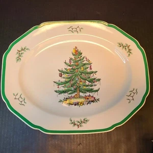 vintage Spode Christmas Tree Large 15” x 12” Oval Serving Platter England - Picture 1 of 7