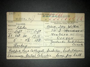 1941 PIRATES: Aldon Wilkie, SIGNED (Heilbroner) 3x5, D.1992