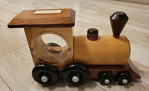 Vintage Amish Wooden Handmade Train Coin Piggybank - Picture 1 of 5
