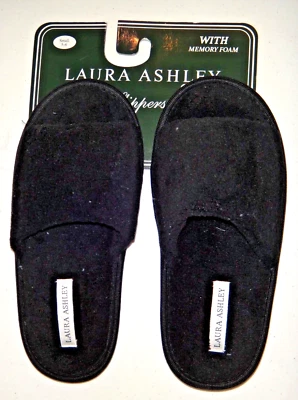 Zapatillas planas negras LAURA ASHLEY de espuma viscoelástica con punta abierta para mujer talla S (5-6) Foto 1 de 2