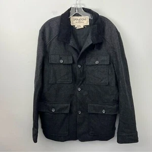 Levi’s Mens Operations Wool Blend Field Coat Large Gray Black - Picture 1 of 5