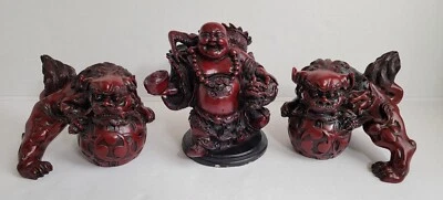 Juego Foo Dogs Lomo de la Suerte Chino Buda y Feng Shui Chino Foto 1 de 4