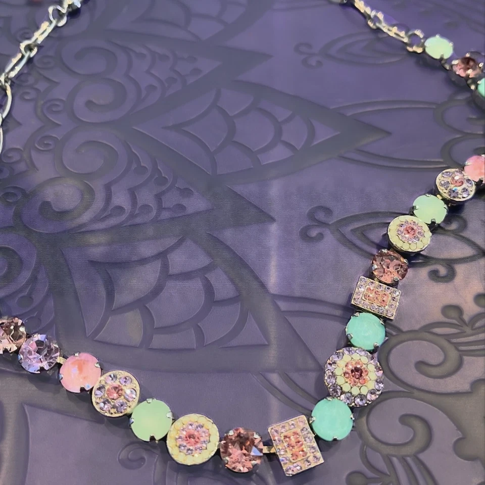 Mariana Handmade Swarovski Necklace lavender Pacific Opal Mint Rose Water  - Image 1 of 4