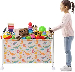 Large Toy Box Cart with Wheels, Sturdy Kids Toy Storage Organizer, Toy Chest Sto - Picture 1 of 7