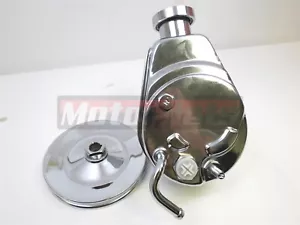 BBC SBC Chevy Chrome Saginaw Style Power Steering Pump & 1 Groove Pulley OLDS GM - Picture 1 of 6