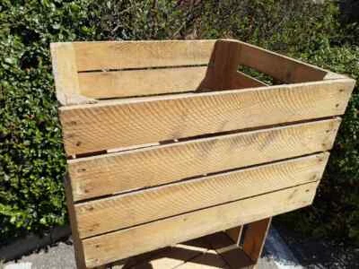 * Wooden Crate Boxes Storage Apple Fruit Plain Wood Box Craft Crates Furniture * - Image 1 of 4