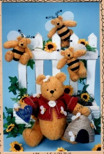 Bee My Hunny Teddy Bear Bees Doll Sewing Pattern Soft Sculpture Country Cottage - Picture 1 of 2