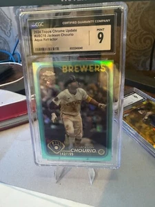 2024 Topps Chrome Update #usc18 Jackson Chourio Aqua Refractor 142/199 CGC 9 - Picture 1 of 1
