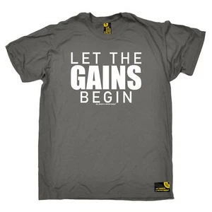 Fitnessstudio Let The Gains Begin Bodybuilding Workout lustig Geburtstag T-Shirt Sport - Bild 1 von 33
