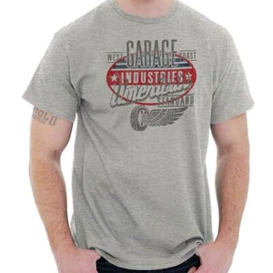 Vintage American Motorcycle Garage Biker Womens or Mens Crewneck T Shirt Tee - Picture 1 of 8