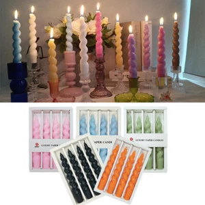 7.5" Fameless Spiral Taper Candles Set of 4 Unscented Dinner Candlesticks Candle - Picture 1 of 40