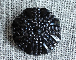 Antique Vtg Victorian Passementerie Button Glass Aprx: 1-3/8" #1551-A - Picture 1 of 5