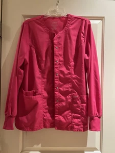 CHEROKEE WORKWEAR REVOLUTION SNAP FRONT 3 POCKET JACKET WW310 pink RED - Picture 1 of 6