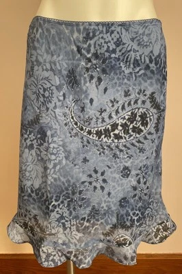 De Colección Aqua Blues Años 90 Y2K Azul Volantes Falda Malla Superposición Forrada Floral Cachemira L Foto 1 de 4