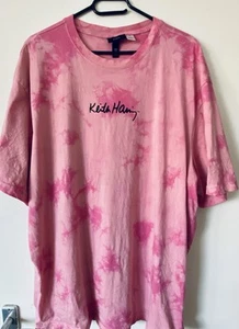 Keith Haring H&M Pink Tie Dye T Shirt - Relaxed Fit XL - Face Print on back - Picture 1 of 5