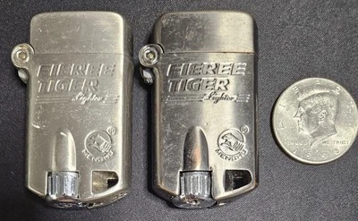 Encendedor Fierre Tiger, par de 2 tonos cromados - antorcha de butano Foto 1 de 4