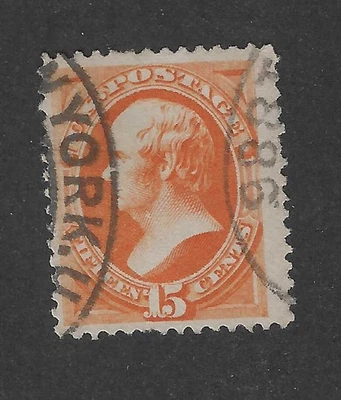 US Scott # 163, 15 centavos naranja brillante, 1873, XF-Sup, Webster Foto 1 de 2