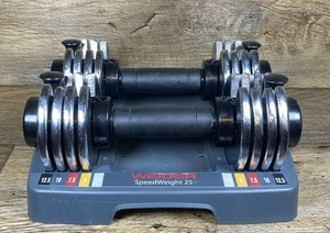 Weider Adjustable Dumbbells Speed Weight’s 25 Pounds & Base 2.5 To 12.5 Each - Picture 1 of 6