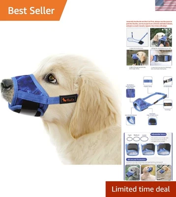 Soft Nylon Adjustable Dog Muzzle for Large, Medium & Small Breeds - P-Sky Blu... - Image 1 of 4