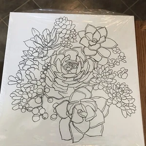 Canvas Painting Pre Drawn Canvas Flowers  16”x16” - Picture 1 of 2