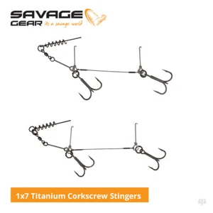Savage Gear 1x7 Titanium Corkscrew Stingers - Pike Bass Predator Fishing Tackle - Picture 1 of 1