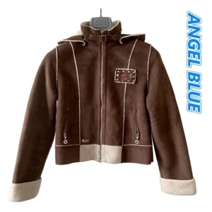 angel blue faux shearling brown coat XS - Picture 1 of 4
