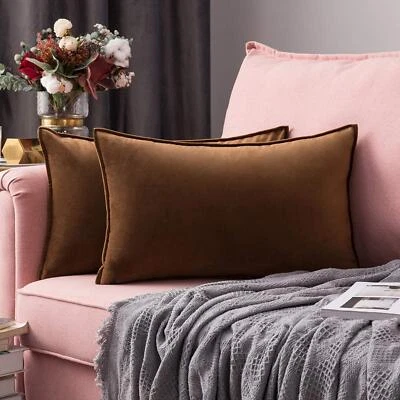 2er Set Samt Kissenbezug Flansch Kissenhülle Dekorative Sofakissen Dekokissen... - Bild 1 von 4