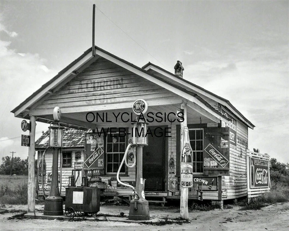 1939 CURRIN SINCLAIR GAS STATION 8X10 PHOTO GRANVILLE NC COCA-COLA SIGN RC 7up - Image 1 of 1