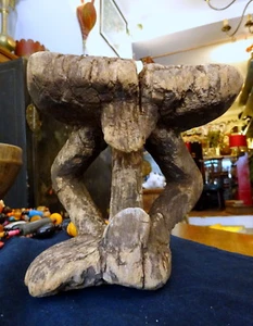 Taburete Dogon África muy antiguo y desgastado Malí tribal - Imagen 1 de 6
