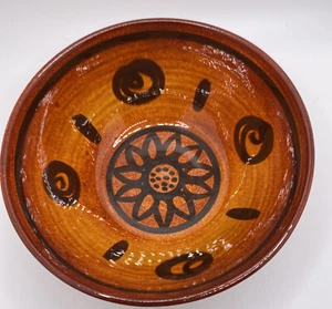 Cuenco de cerámica de arte de estudio vintage firmado Edric SV granja Antigua rojo marrón naranja - Imagen 1 de 10