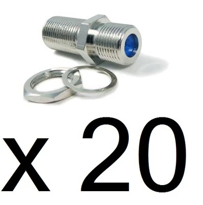 20 PACK Coax F81 Cable Barrel w/ Hex Nut & Washer RG6 3GHz PPC Splice Connector - Image 1 of 2