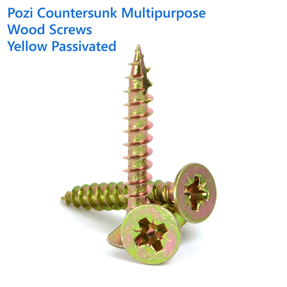 A2Z FAST M3 M3.5 M4 COUNTERSUNK WOOD SCREWS POZI YELLOW PASSIVATE MULTI PURPOSE SCREWS