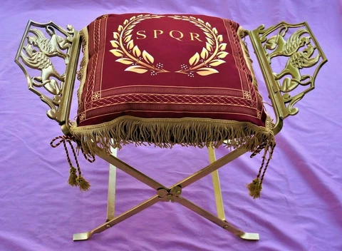 Antique Roman Curule Chair Armchair Emperor King Officer Revival Renaissance Cover