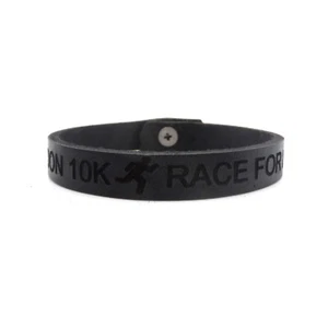 10K Runners Bracelet - Leather - Personalised - Choice of Colours - Adjustable - Picture 1 of 8