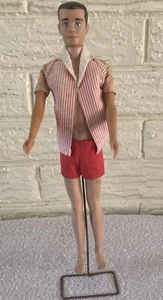 Original 1961 Ken Doll Brunette Hair Blue Eyes Robe & Trunks Vintage  - Picture 1 of 7