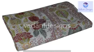 Handmade Cotton Vintage Paisley Double Kantha Quilt Indian Bedspread - Picture 1 of 5