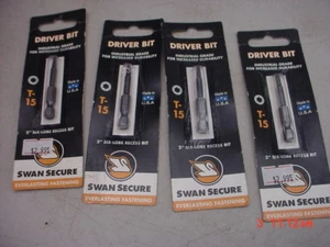 Menge 4 SWAN SECURE T-15 sechs Lappen 2 Zoll Schraubendreher Bit - Bild 1 von 2