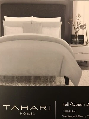 Tahari Home 100% Cotton 3pc Full/Queen Duvet Set Gray - NEW - Image 1 of 4