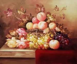Fruits Still Life #3J-12, 20x24, pintura al óleo sobre lienzo 100 % pintada a mano - Imagen 1 de 6