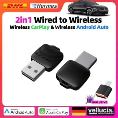 ✨EKIY Wireless CarPlay & Android Auto Adapter 2in1 Dongle Kabellos 5GHz WiFi NEU - Bild 1 von 4