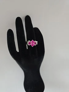 ROSS SIMONS Ring Plated Vermeil Sterling Lab-Created Ruby Two Tone Size 8 - Picture 1 of 12