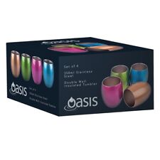 Oasis Double Wall Insulated Tumblers 350ml Hot Cold BPA Set of 4