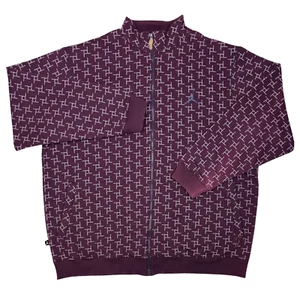 Air Jordan Jacket Mens All-Over Print Full Zip Jumpman Ribbed 3XL Burgundy Retro - Picture 1 of 10